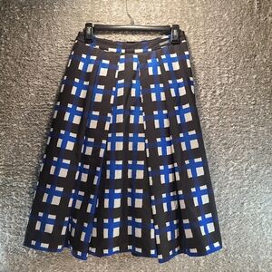 Pink Tartan Women Fit And Flare Skirt Sz 4 Blue Black White Pleated Polyester